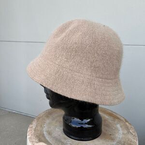 VTG Angora Wool Blend Bucket Hat Beige 90s Soft Slouchy OS